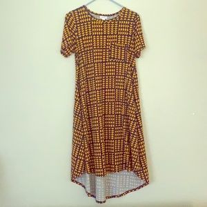 Lularoe XS Dress Orange & Blue Geometric Design